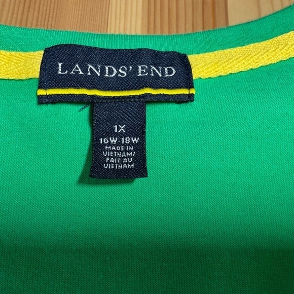 LANDS END Cotton / Poly blend Short Sleeve Green Tee Contrast Stitching US Sz 1X - Picture 5 of 10